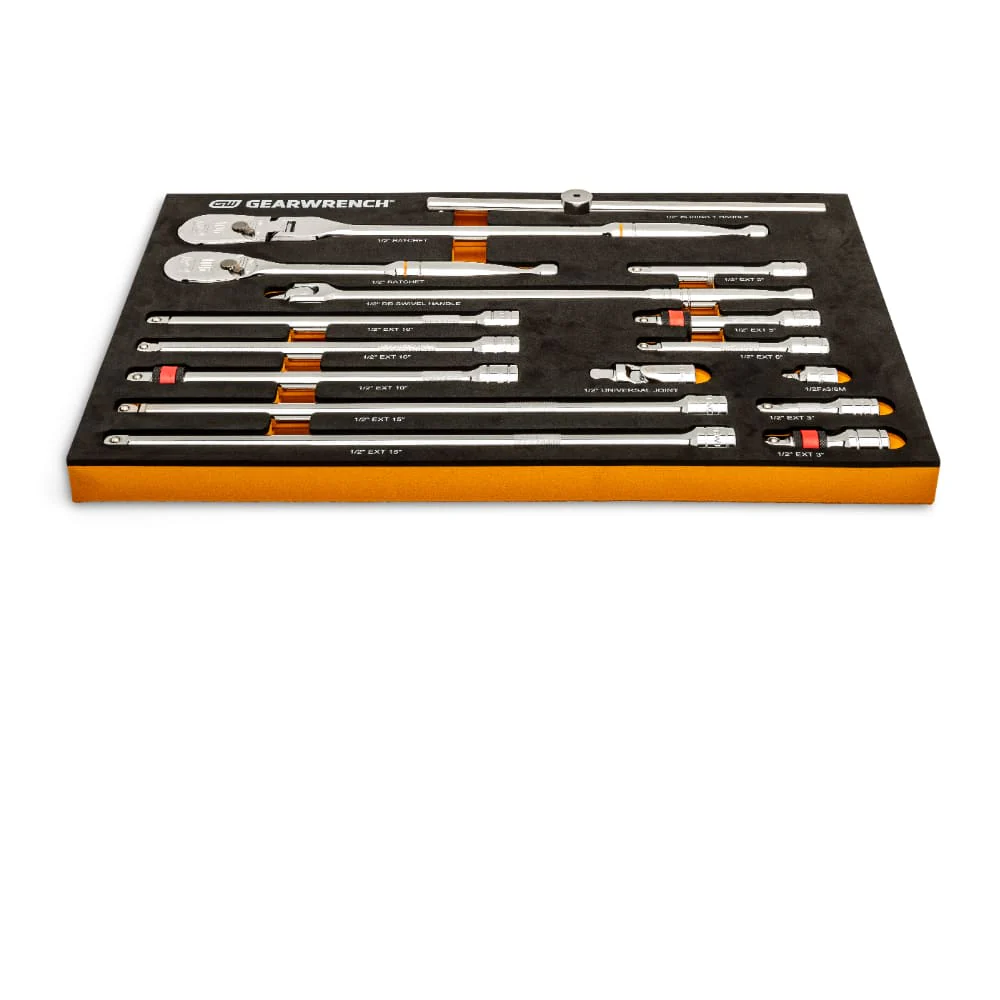 GearWrench 86522 18 Pc. 1/2" 90-Tooth Ratchet & Drive Tool Set with EVA Foam Tray - Image 4