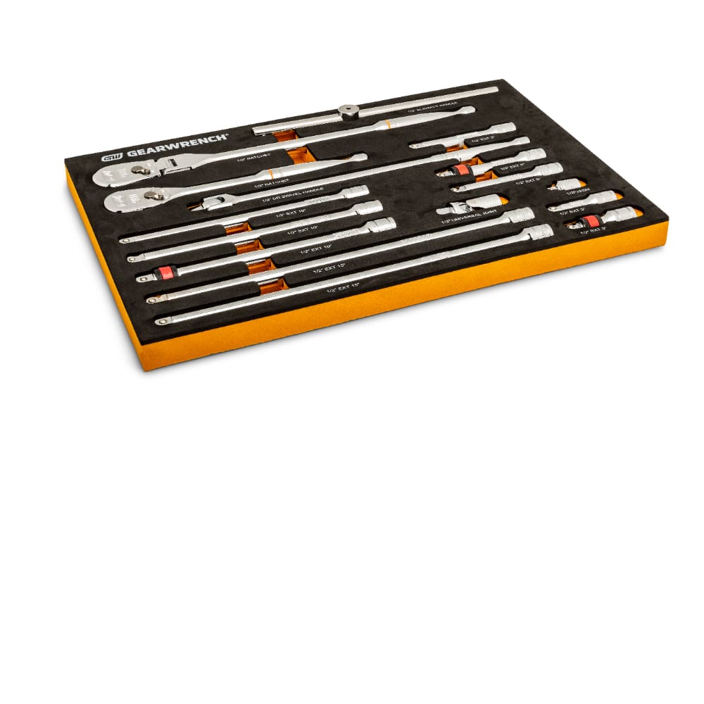 GearWrench 86522 18 Pc. 1/2" 90-Tooth Ratchet & Drive Tool Set with EVA Foam Tray - Image 6