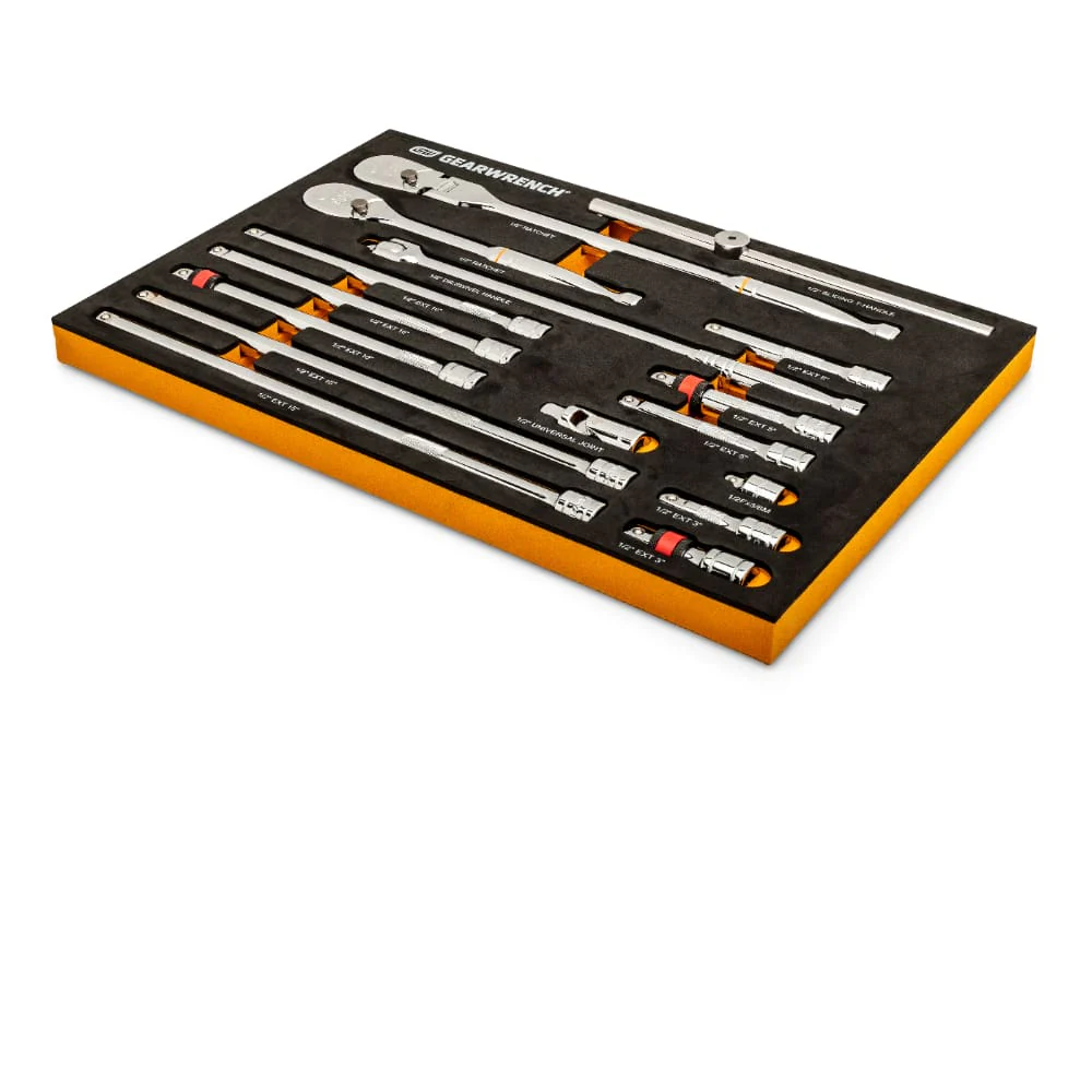 GearWrench 86522 18 Pc. 1/2" 90-Tooth Ratchet & Drive Tool Set with EVA Foam Tray - Image 7