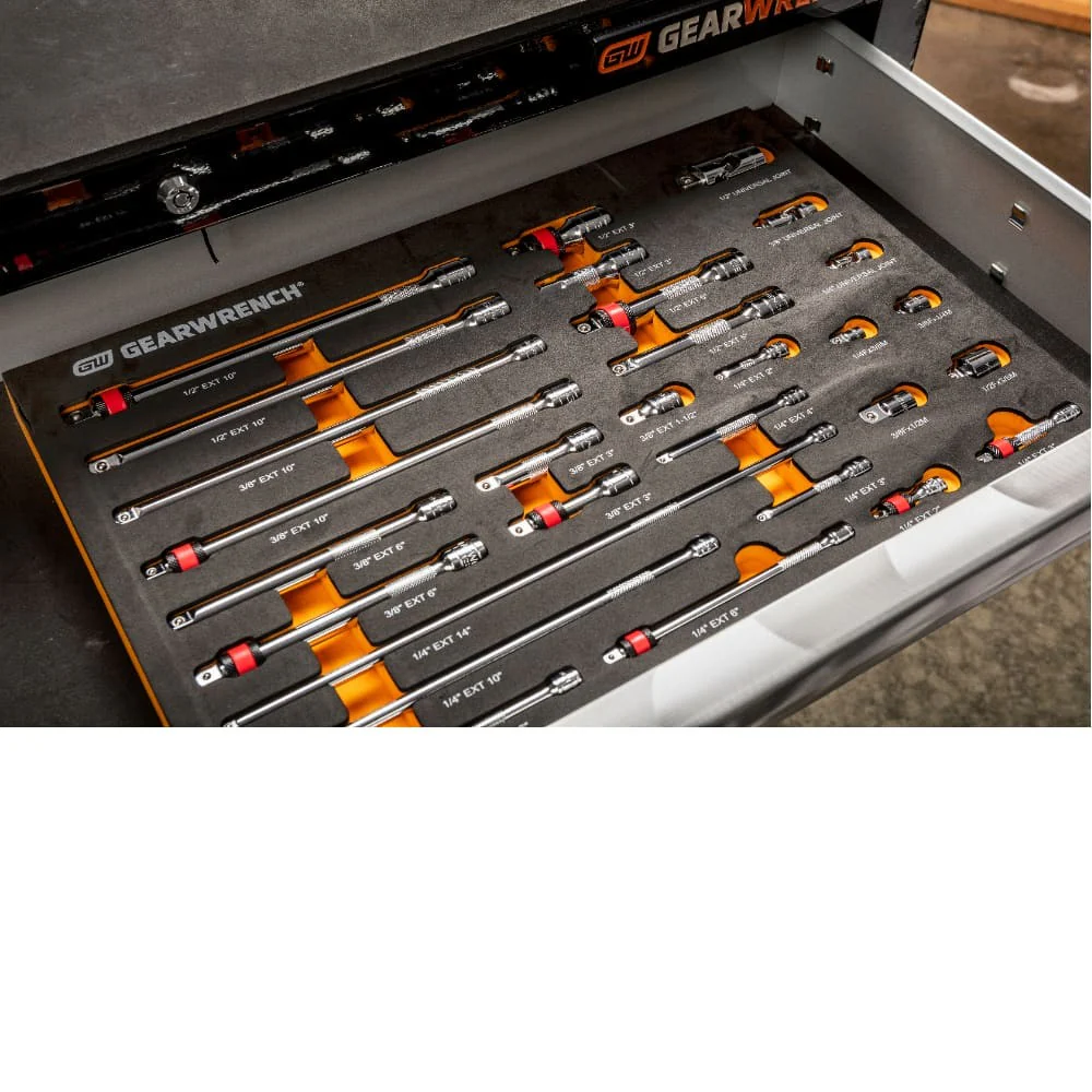 GearWrench 86523 29 Pc. 1/4", 3/8", 1/2" Drive Chrome Tool Accessories Set with EVA Foam Tray - Image 3