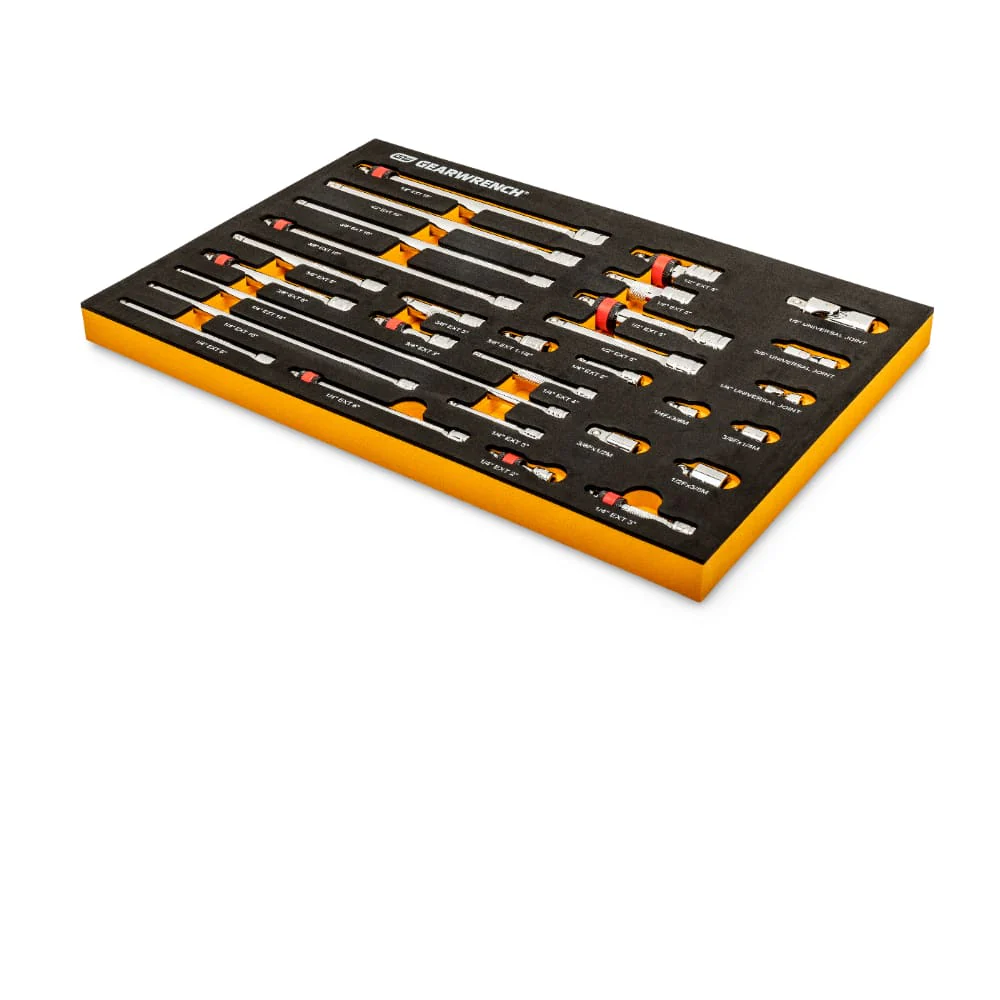GearWrench 86523 29 Pc. 1/4", 3/8", 1/2" Drive Chrome Tool Accessories Set with EVA Foam Tray - Image 6