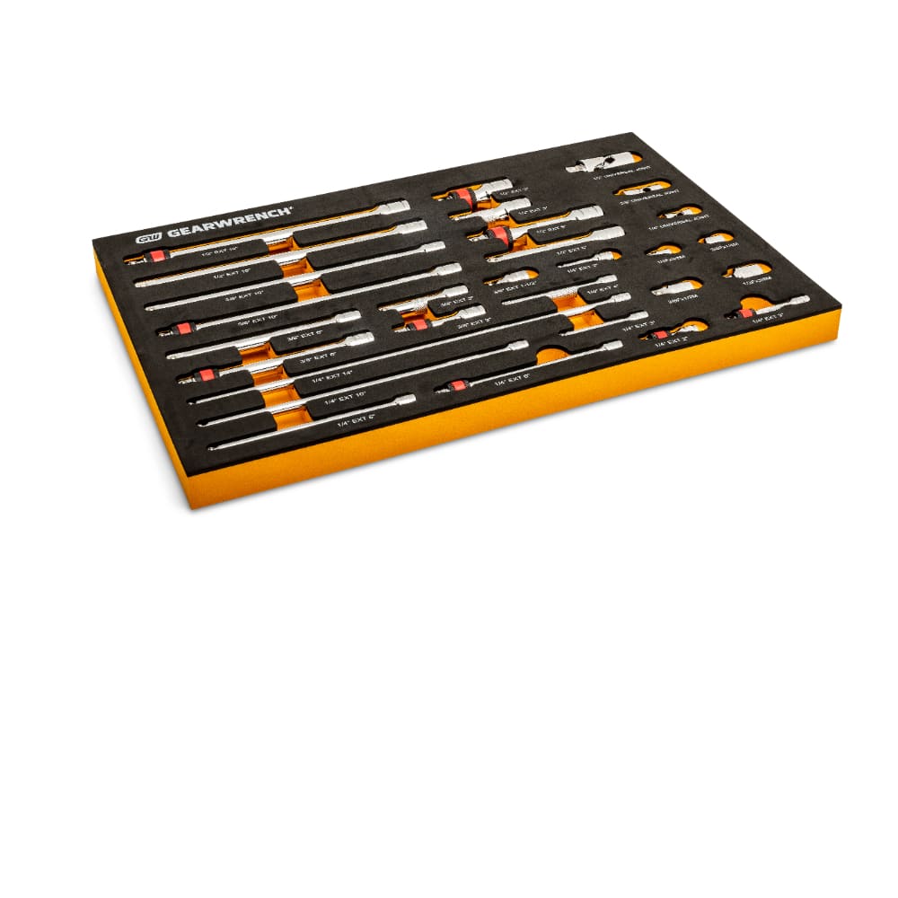 GearWrench 86523 29 Pc. 1/4", 3/8", 1/2" Drive Chrome Tool Accessories Set with EVA Foam Tray - Image 7