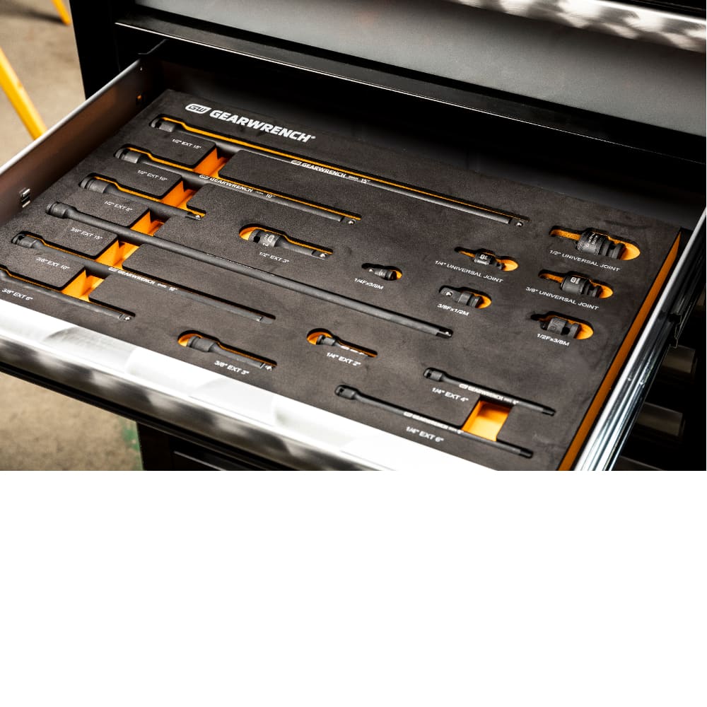 GearWrench 86524 17 pc. 1/4", 3/8", 1/2" Impact Drive Tool Accessories Set with EVA Foam Tray - Image 3