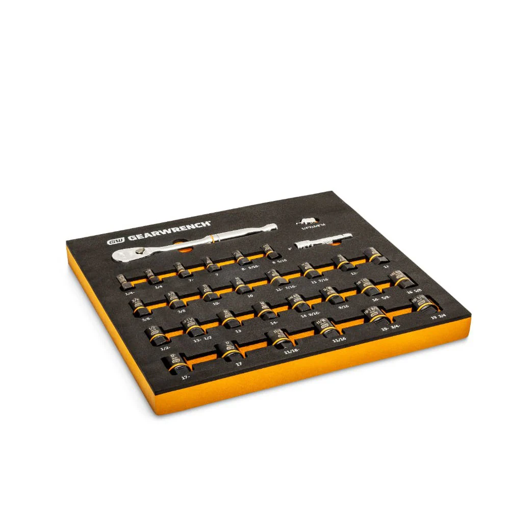 GearWrench 86525 31 Pc. 3/8" Drive 90T Ratchet and Bolt Biter Socket Set MM/SAE with EVA Foam Tray - Image 7