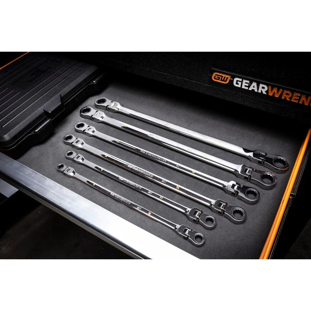 GearWrench 86830 6 Piece 90-Tooth 12 Point Metric GearBox Double Flex Ratcheting Wrench Set - Image 4