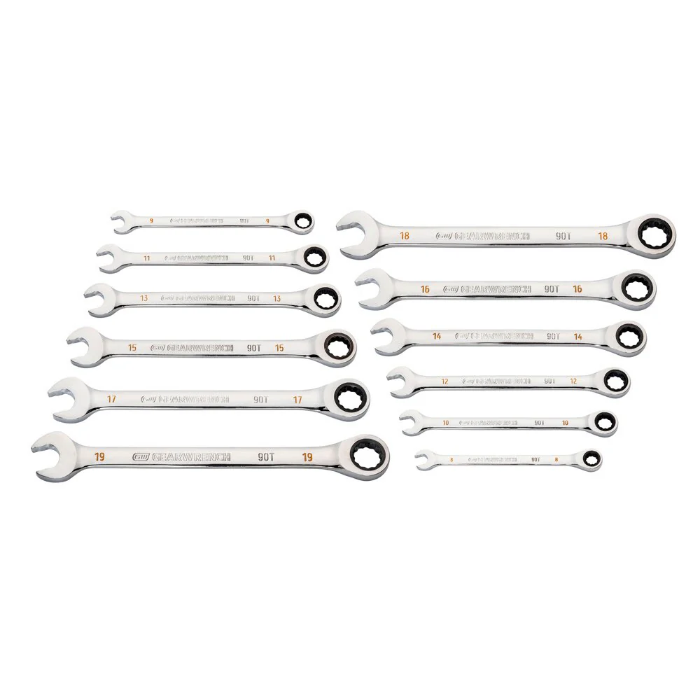 GearWrench 86927 12 Pc. 90-Tooth 12 Point Metric Combination Ratcheting Wrench Set - Image 4