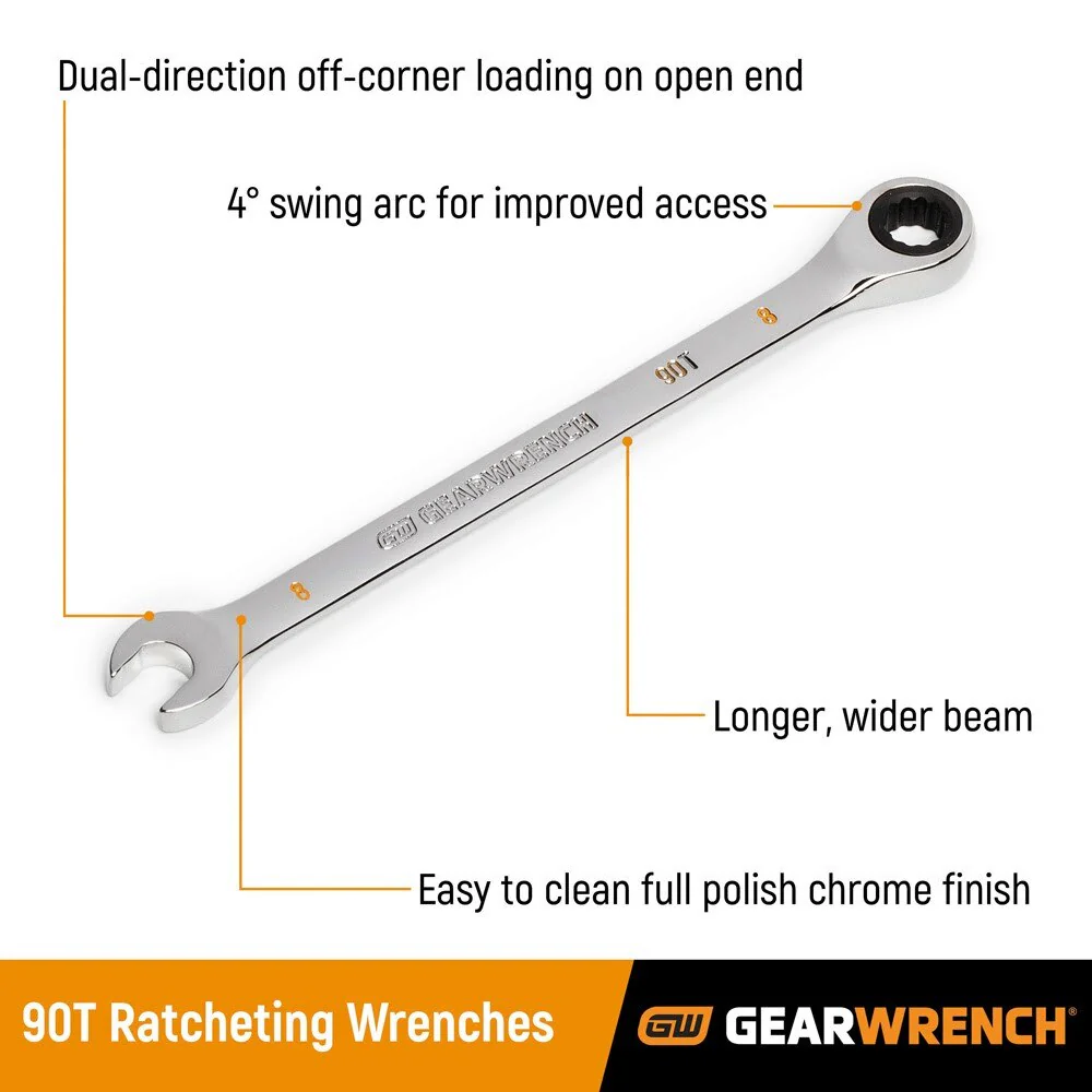 GearWrench 86945 1/2" 90-Tooth 12 Point Ratcheting Combination Wrench - Image 2