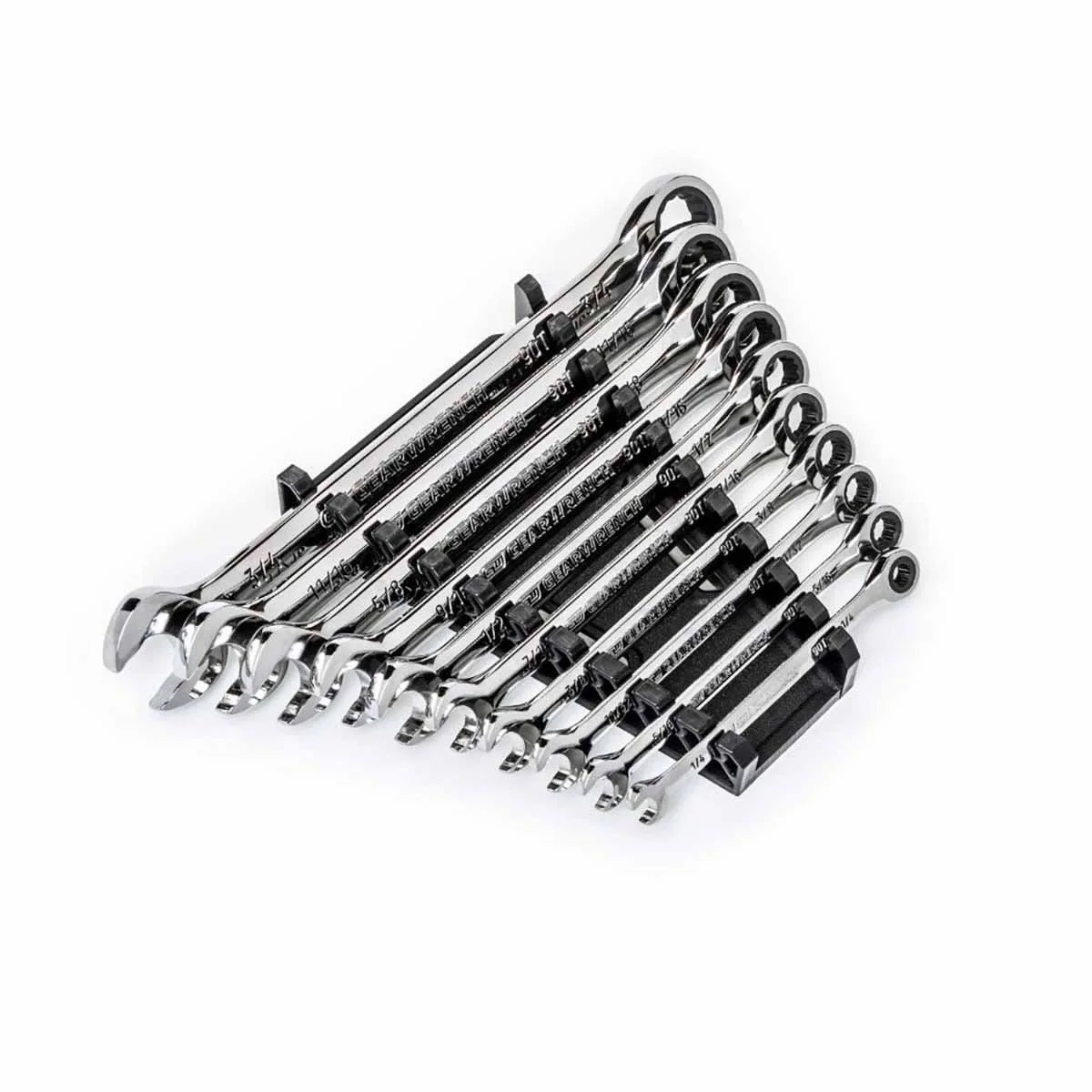 GearWrench 86958 10 Pc. 90-Tooth 12 Point SAE Combination Ratcheting Wrench Set - Image 4