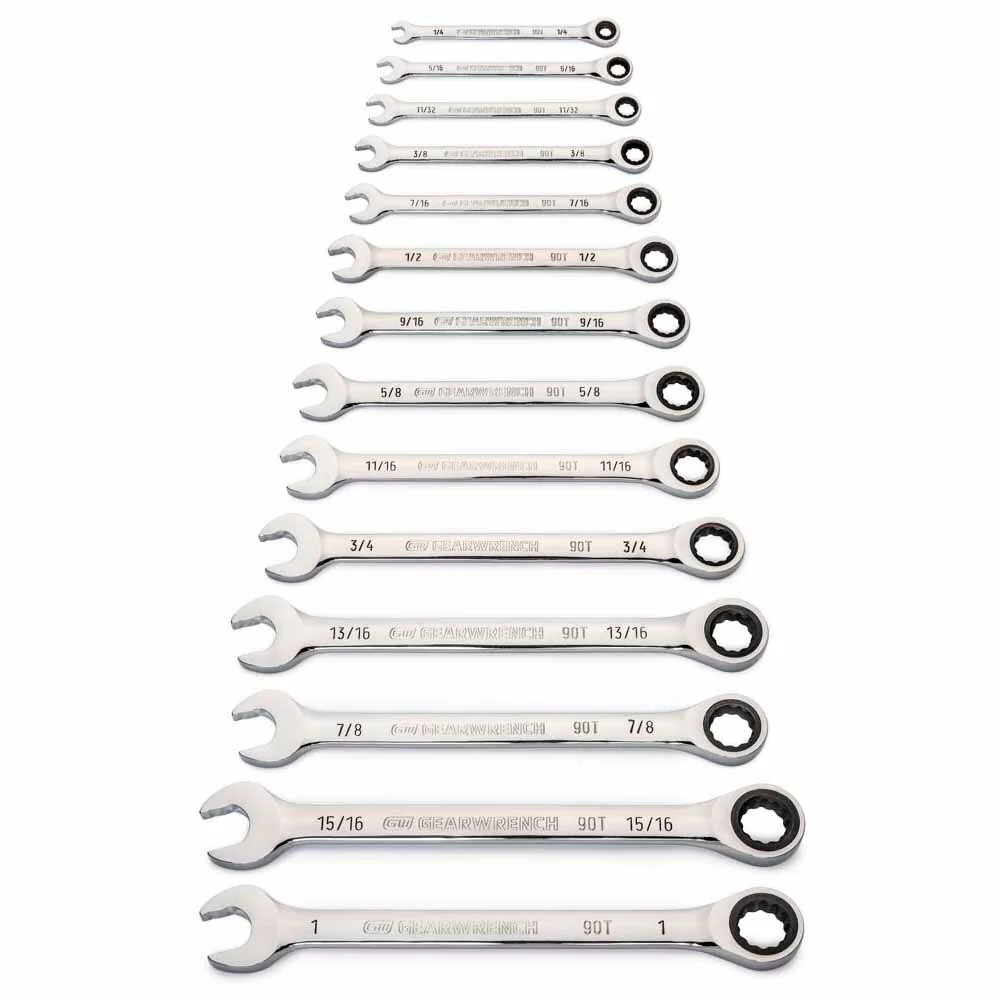GearWrench 86959 14 Pc. 90-Tooth 12 Point SAE Combination Ratcheting Wrench Set - Image 5