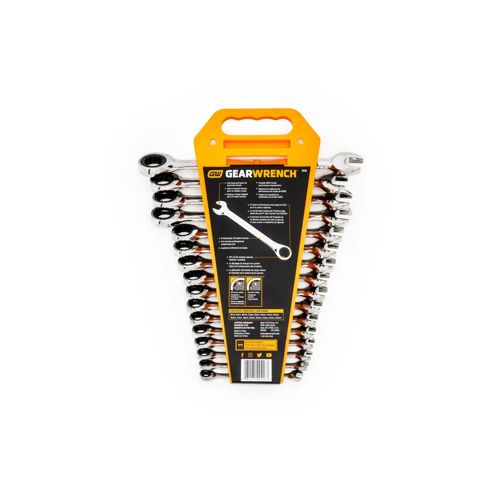 GearWrench 9416 16 Pc. 72-Tooth 12 Point Ratcheting Combination Metric Wrench Set - Image 5