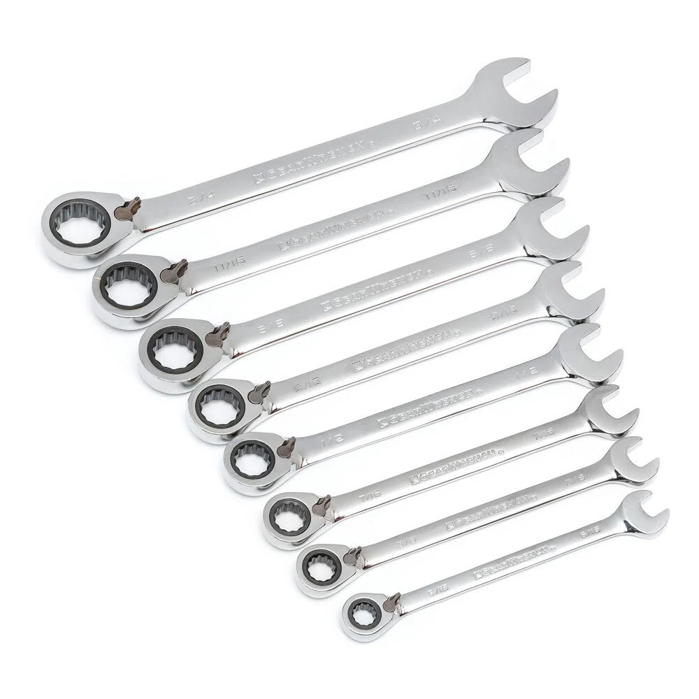 GearWrench 9533N 8 Pc. 72-Tooth 12 Point Reversible Ratcheting Combination SAE Wrench Set - Image 5