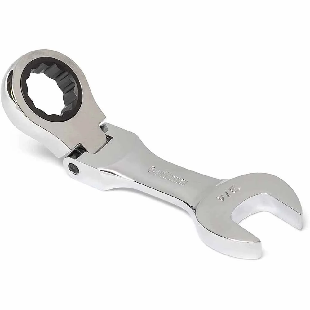 GearWrench 9570 7 Pc. 72-Tooth 12 Point Stubby Flex Head Ratcheting Combination SAE Wrench Set - Image 4