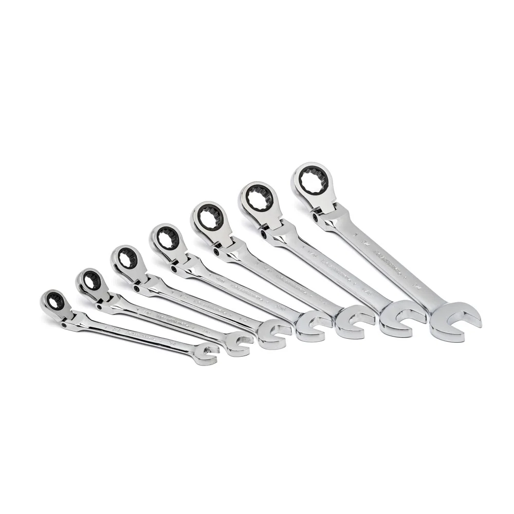 GearWrench 9700 7 Pc. 72-Tooth 12 Point Flex Head Ratcheting Combination SAE Wrench Set - Image 5