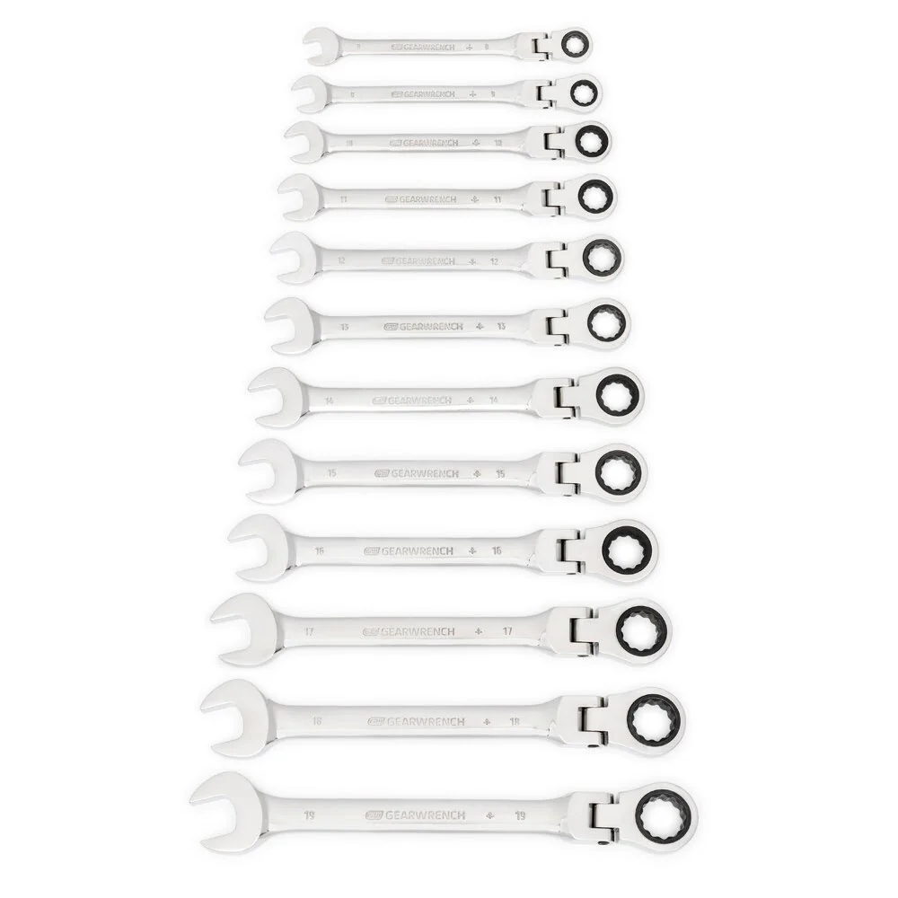 GearWrench 9901D 12 Pc. 72-Tooth 12 Point Flex Head Ratcheting Combination Metric Wrench Set - Image 8