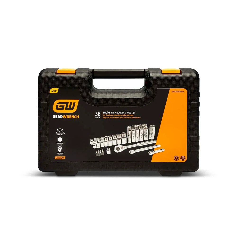 GearWrench GW72SSCBMTS 36 Piece 3/8” Drive 72-Tooth 12 Point Drive Mechanics Tool Set - Image 3