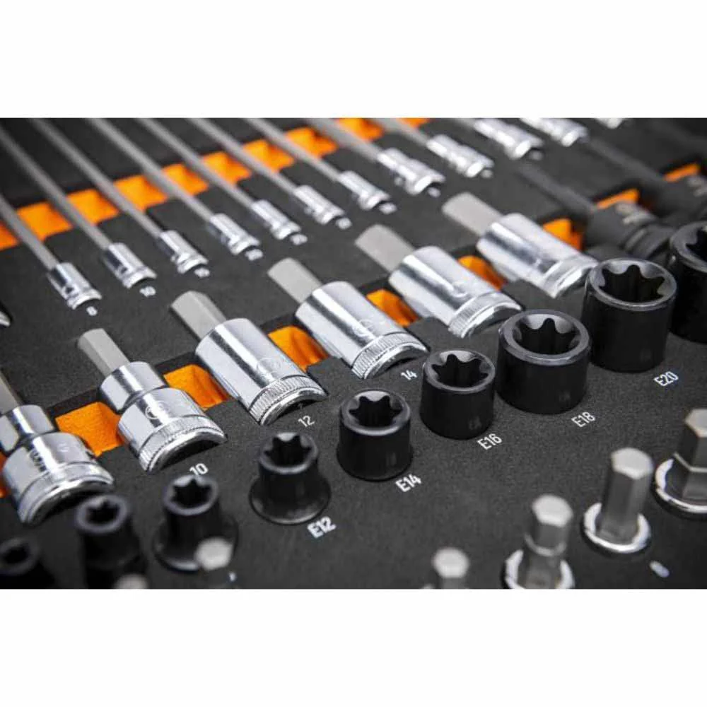 Gearwrench GWMSBSKCBMM 74 Piece 1/4”, 3/8”, 1/2” Drive Metric Bit Socket Set in Foam Storage Tray - Image 6