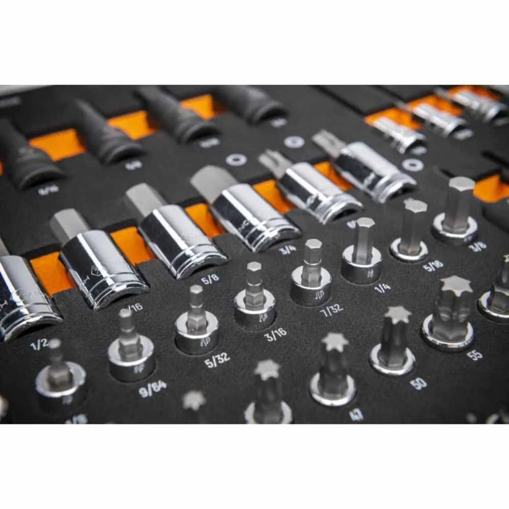 Gearwrench GWMSBSKCBSAE 88 Piece 1/4”, 3/8”, 1/2” Drive SAE Bit Socket Set in Foam Storage Tray - Image 6
