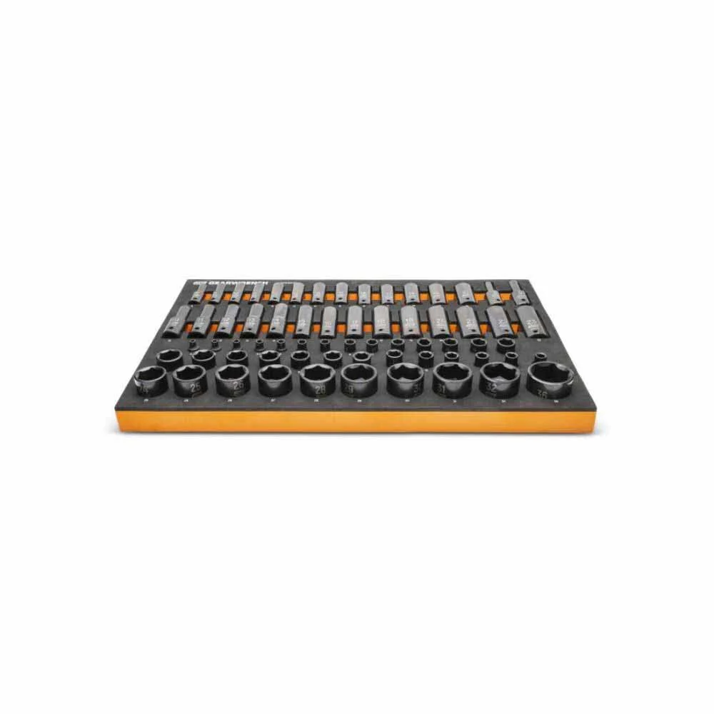 Gearwrench GWMSISKMM 66 Pc. 1/4”, 3/8”, 1/2” Drive 6 Point Metric Impact Socket Set in Foam Storage Tray - Image 4