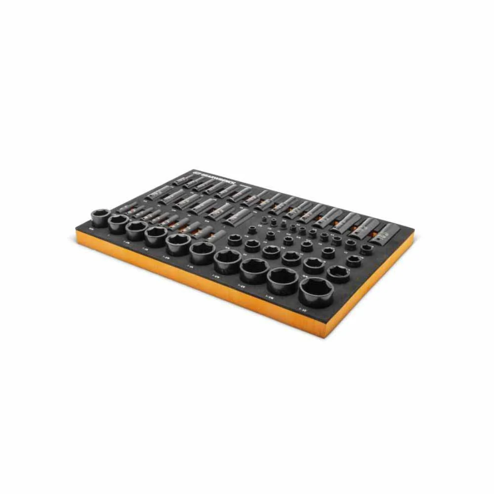 Gearwrench GWMSISKSAE 63 Piece 1/4”, 3/8”, 1/2” Drive 6 Point SAE Impact Socket Set in Foam Storage Tray - Image 3