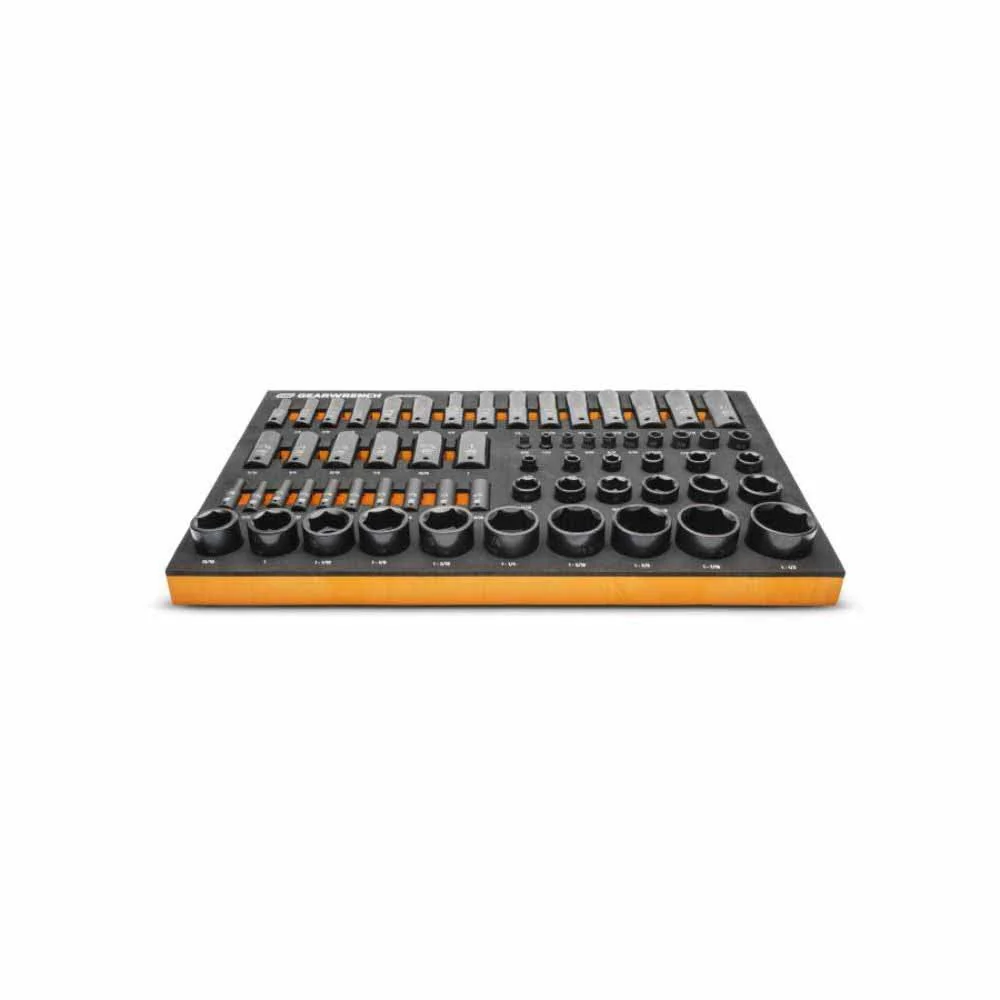 Gearwrench GWMSISKSAE 63 Piece 1/4”, 3/8”, 1/2” Drive 6 Point SAE Impact Socket Set in Foam Storage Tray - Image 4