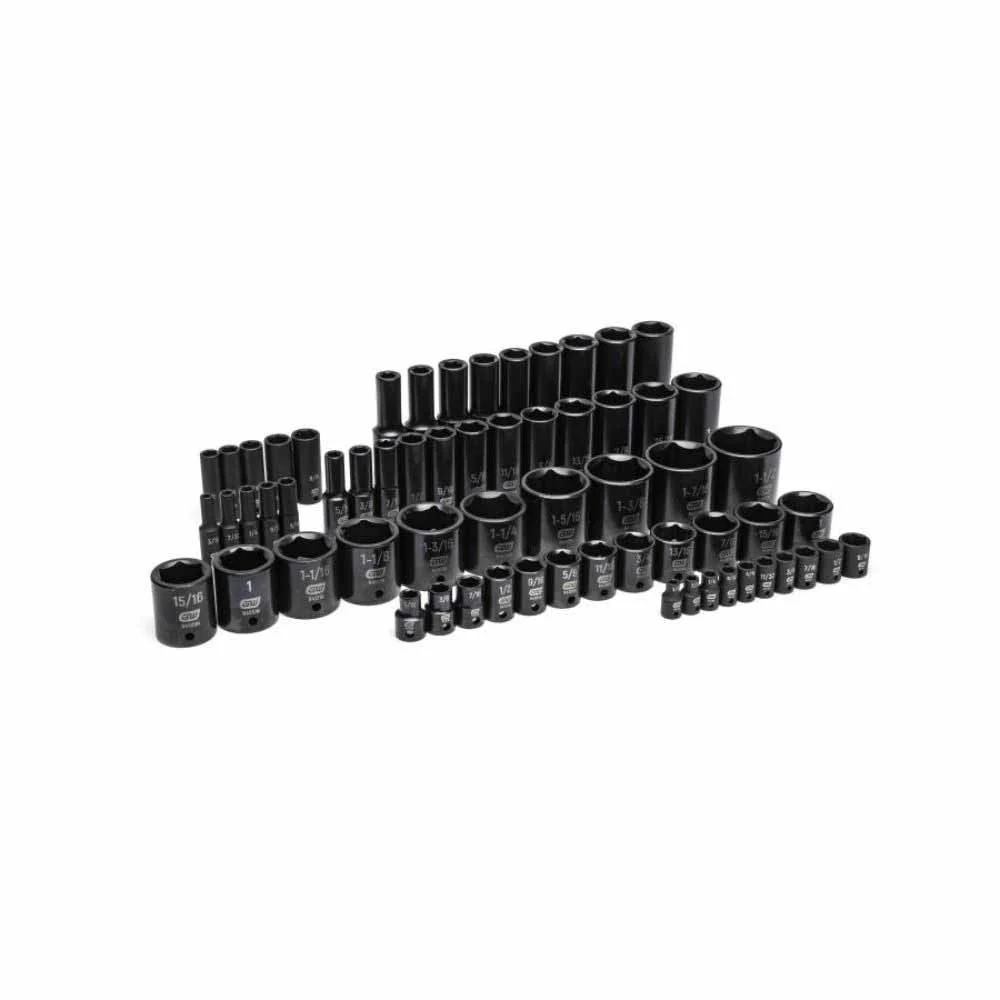 Gearwrench GWMSISKSAE 63 Piece 1/4”, 3/8”, 1/2” Drive 6 Point SAE Impact Socket Set in Foam Storage Tray - Image 5