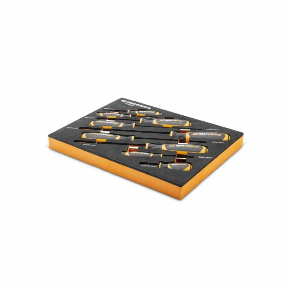 Gearwrench GWMSSCRSL 9 Piece Slotted Dual Material Screwdriver Set in Foam Storage Tray - Image 3
