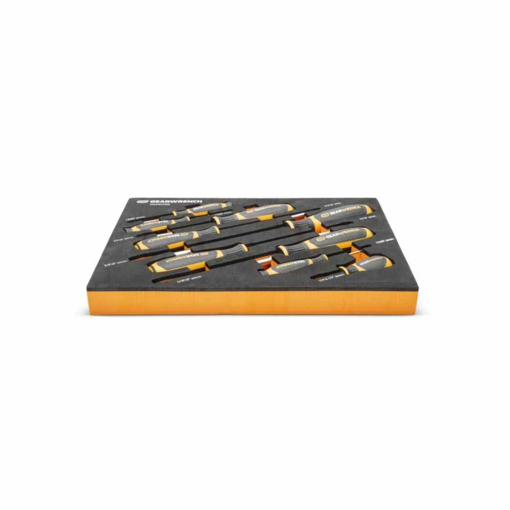 Gearwrench GWMSSCRSL 9 Piece Slotted Dual Material Screwdriver Set in Foam Storage Tray - Image 4