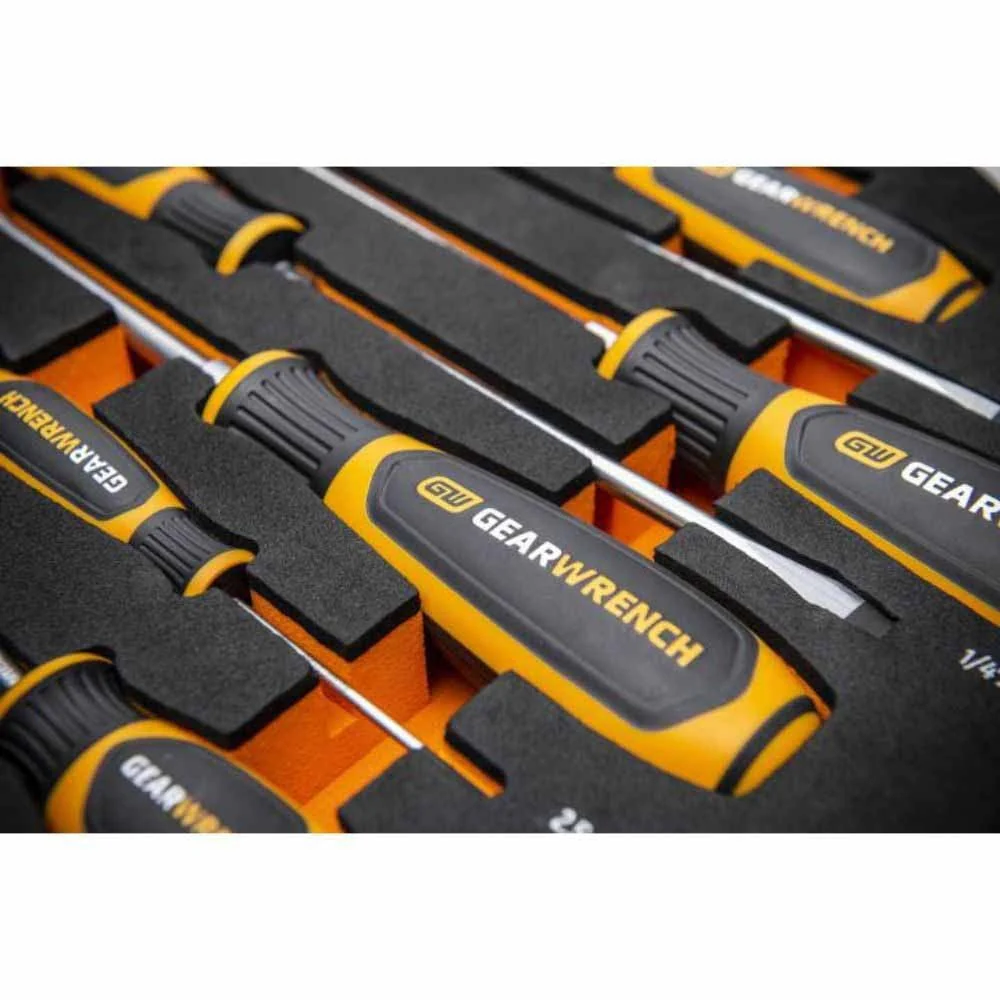 Gearwrench GWMSSCRSL 9 Piece Slotted Dual Material Screwdriver Set in Foam Storage Tray - Image 9