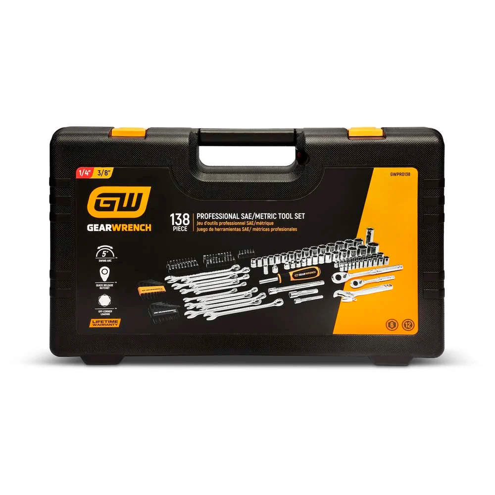 GearWrench GWPRO138 138 Piece 1/4" & 3/8" Drive 72-Tooth 6 Point Professional Tool Set - Image 3