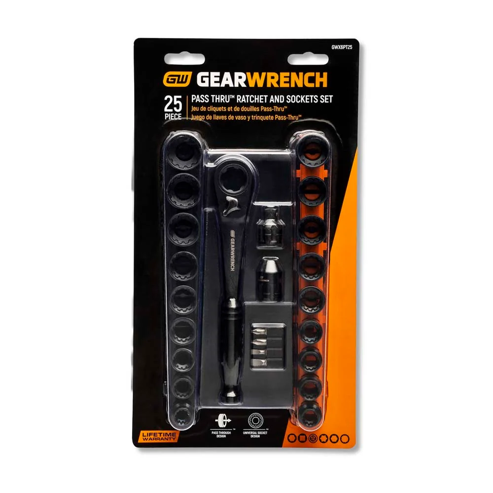 GearWrench GWX6PT25 25 Piece 3/8" Drive Pass-Thru Ratchet and Socket Set - Image 2