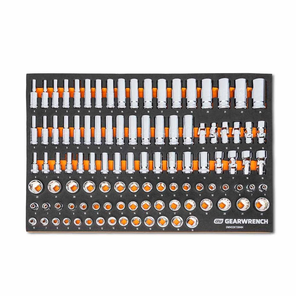 GearWrench MEGAMOD358 358 Piece MEGAMOD Metric Mechanics Tool Set in Modular Foam Trays with Rolling Cabinet - Image 4