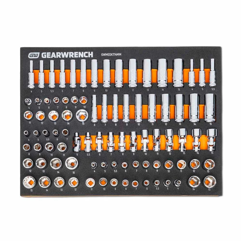 GearWrench MEGAMOD358 358 Piece MEGAMOD Metric Mechanics Tool Set in Modular Foam Trays with Rolling Cabinet - Image 5