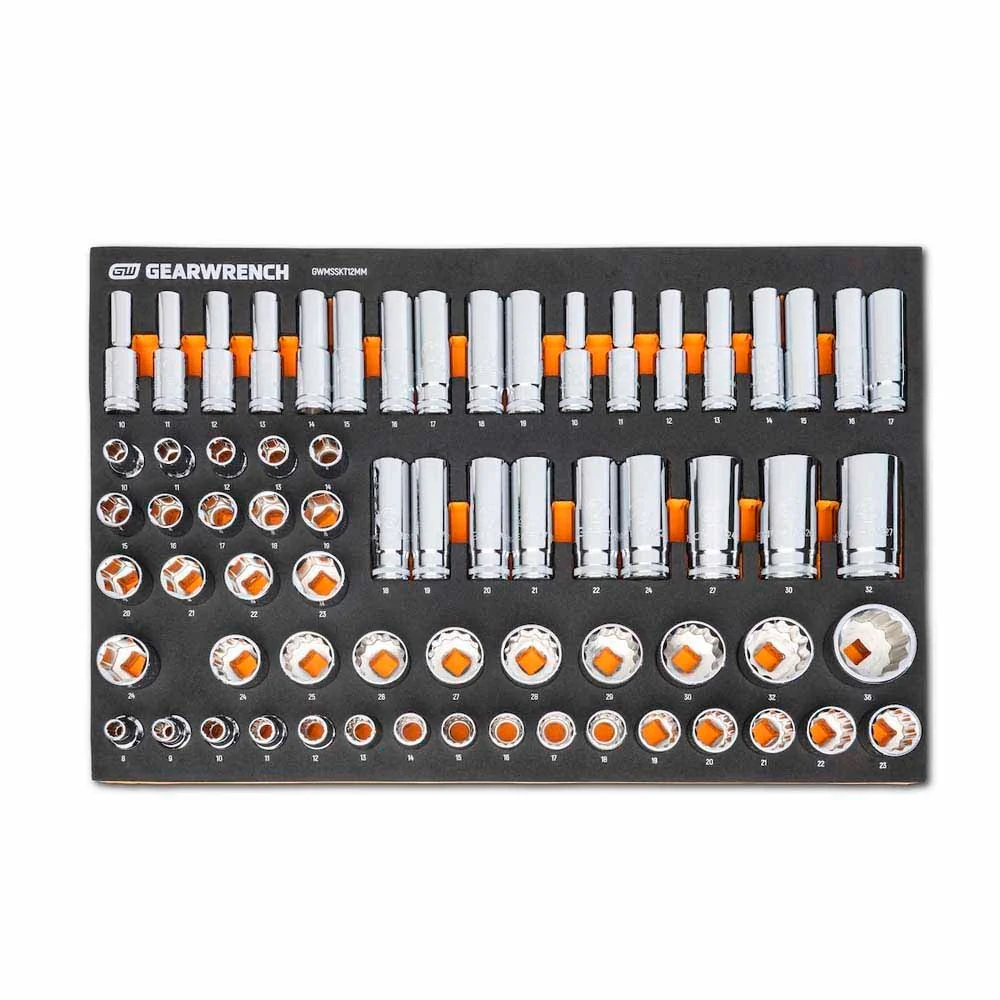 GearWrench MEGAMOD358 358 Piece MEGAMOD Metric Mechanics Tool Set in Modular Foam Trays with Rolling Cabinet - Image 6