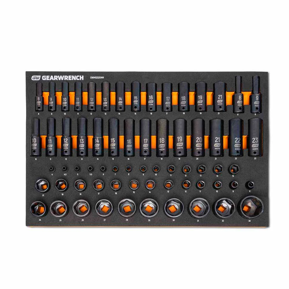 GearWrench MEGAMOD358 358 Piece MEGAMOD Metric Mechanics Tool Set in Modular Foam Trays with Rolling Cabinet - Image 7